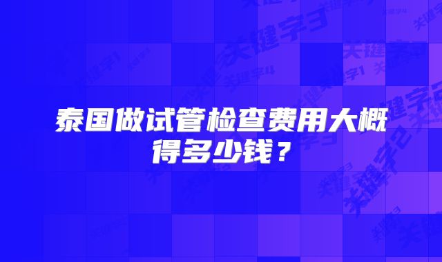 泰国做试管检查费用大概得多少钱？