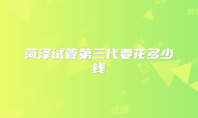 菏泽试管第三代要花多少钱