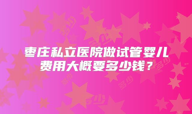 枣庄私立医院做试管婴儿费用大概要多少钱？