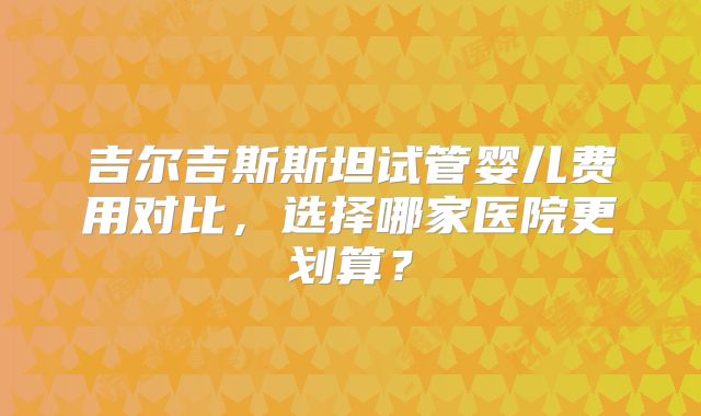 吉尔吉斯斯坦试管婴儿费用对比，选择哪家医院更划算？