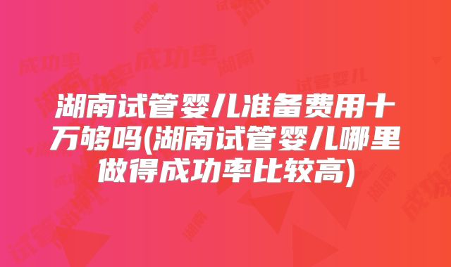 湖南试管婴儿准备费用十万够吗(湖南试管婴儿哪里做得成功率比较高)