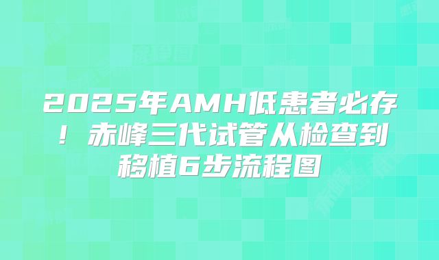 2025年AMH低患者必存!赤峰三代试管从检查到移植6步流程图