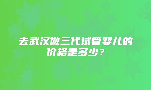 去武汉做三代试管婴儿的价格是多少?
