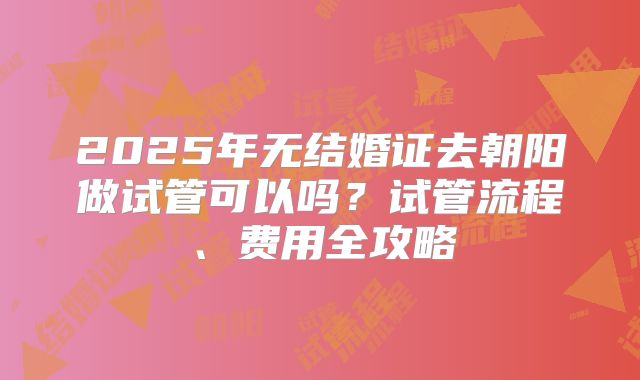 2025年无结婚证去朝阳做试管可以吗？试管流程、费用全攻略