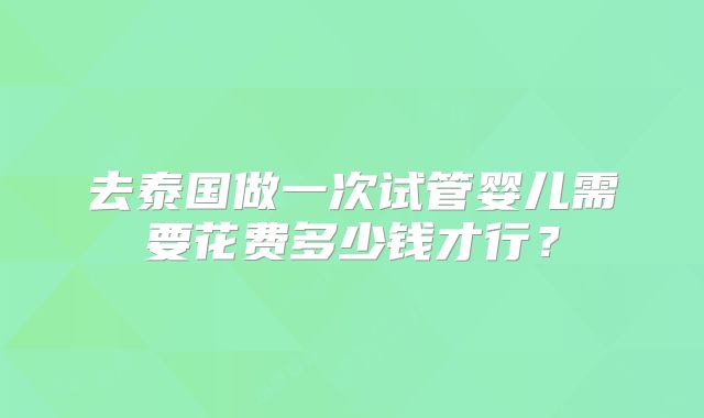 去泰国做一次试管婴儿需要花费多少钱才行?