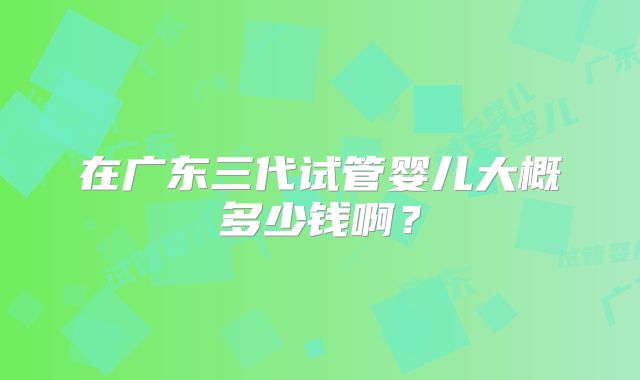 在广东三代试管婴儿大概多少钱啊？