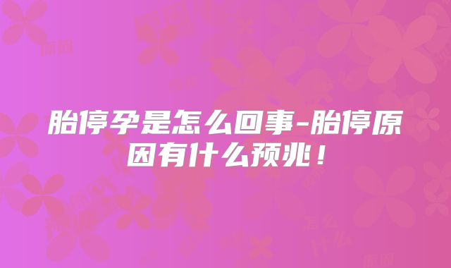 胎停孕是怎么回事-胎停原因有什么预兆!