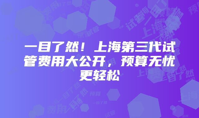 一目了然！上海第三代试管费用大公开，预算无忧更轻松