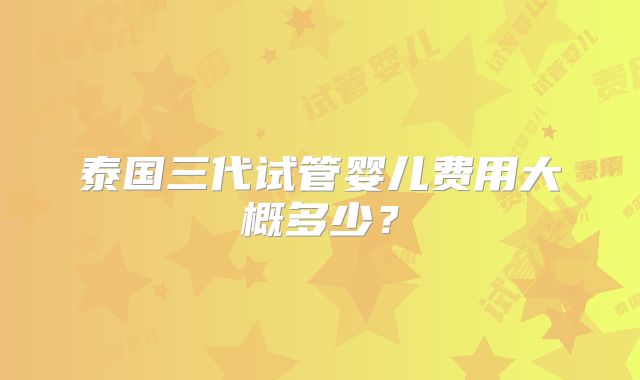 泰国三代试管婴儿费用大概多少?