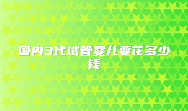 国内3代试管婴儿要花多少钱