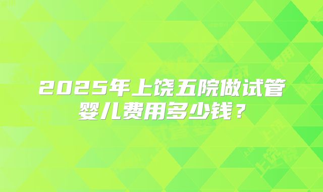 2025年上饶五院做试管婴儿费用多少钱？
