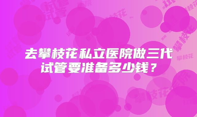 去攀枝花私立医院做三代试管要准备多少钱？
