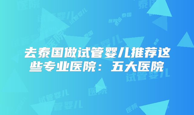 去泰国做试管婴儿推荐这些专业医院:五大医院
