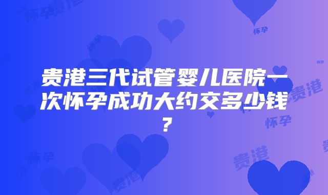 贵港三代试管婴儿医院一次怀孕成功大约交多少钱？