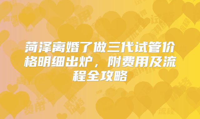菏泽离婚了做三代试管价格明细出炉，附费用及流程全攻略