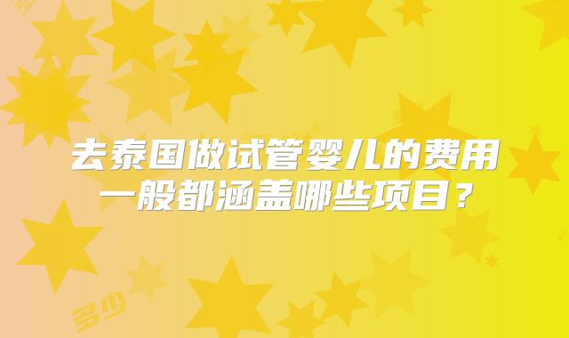去泰国做试管婴儿的费用一般都涵盖哪些项目？