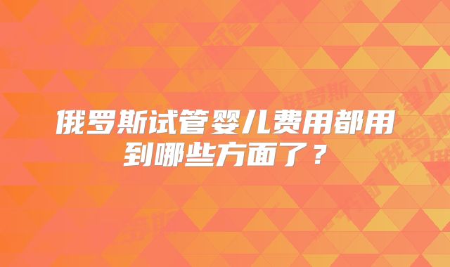 俄罗斯试管婴儿费用都用到哪些方面了?