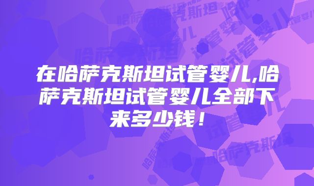 在哈萨克斯坦试管婴儿,哈萨克斯坦试管婴儿全部下来多少钱!