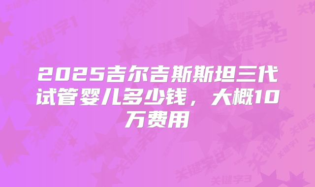 2025吉尔吉斯斯坦三代试管婴儿多少钱，大概10万费用