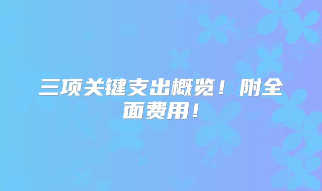 三项关键支出概览!附全面费用!