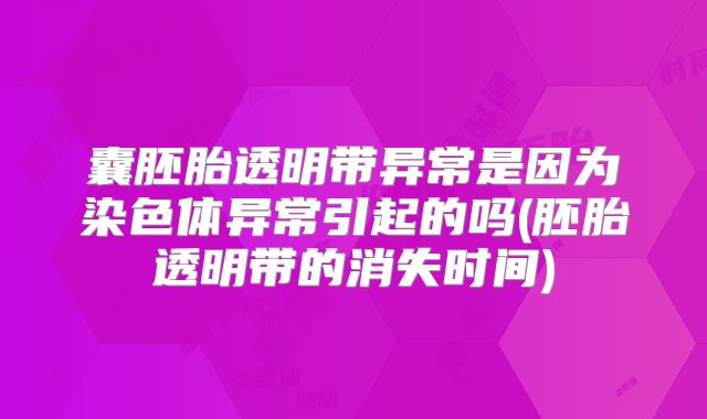 囊胚胎透明带异常是因为染色体异常引起的吗(胚胎透明带的消失时间)