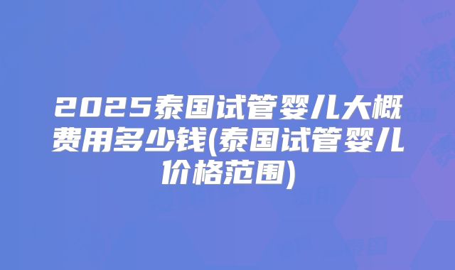 2025泰国试管婴儿大概费用多少钱(泰国试管婴儿价格范围)