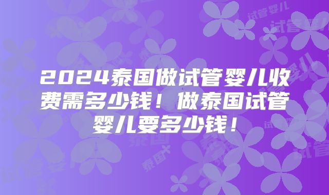 2024泰国做试管婴儿收费需多少钱！做泰国试管婴儿要多少钱！