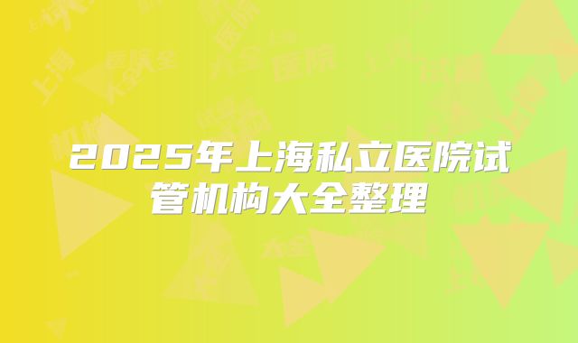 2025年上海私立医院试管机构大全整理