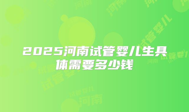 2025河南试管婴儿生具体需要多少钱