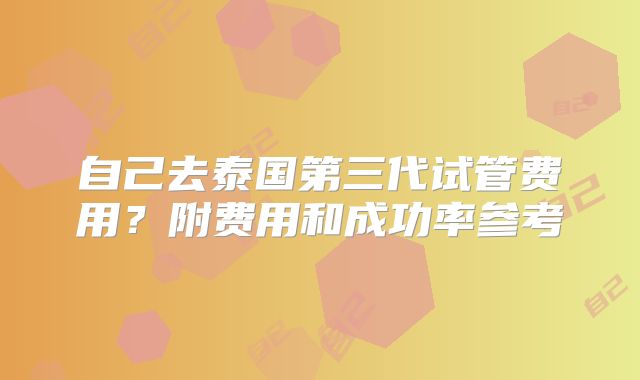 自己去泰国第三代试管费用？附费用和成功率参考