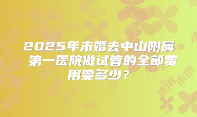 2025年未婚去中山附属 第一医院做试管的全部费用要多少？