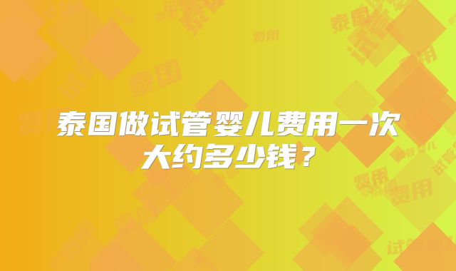 泰国做试管婴儿费用一次大约多少钱？