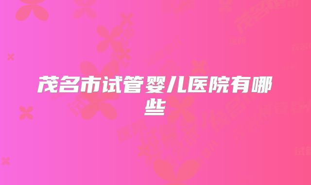 茂名市试管婴儿医院有哪些
