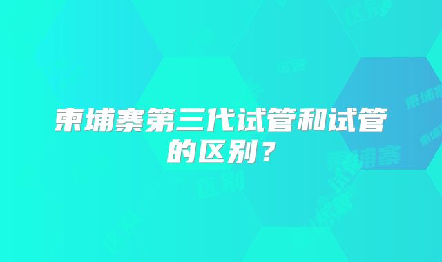 柬埔寨第三代试管和试管的区别？