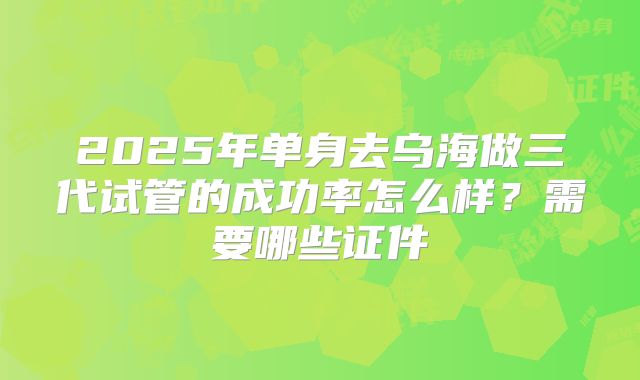 2025年单身去乌海做三代试管的成功率怎么样？需要哪些证件