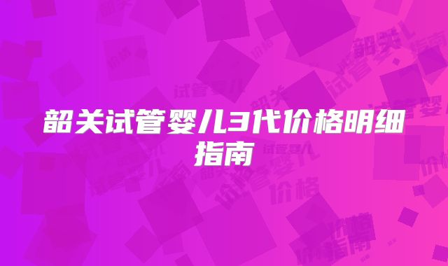 韶关试管婴儿3代价格明细指南