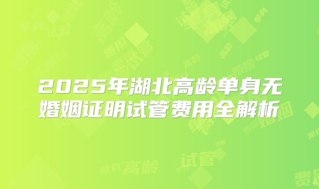 2025年湖北高龄单身无婚姻证明试管费用全解析