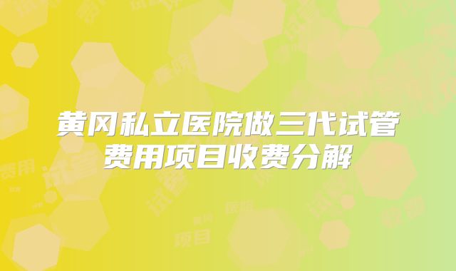 黄冈私立医院做三代试管费用项目收费分解