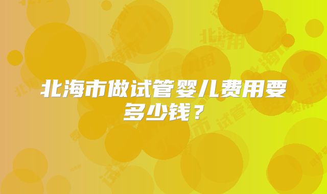 北海市做试管婴儿费用要多少钱？