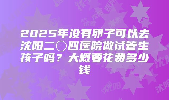 2025年没有卵子可以去沈阳二〇四医院做试管生孩子吗?大概要花费多少钱