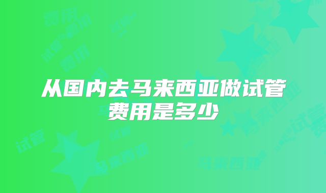 从国内去马来西亚做试管费用是多少