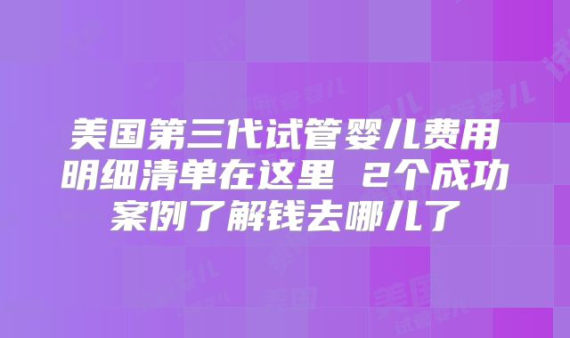美国第三代试管婴儿费用明细清单在这里 2个成功案例了解钱去哪儿了