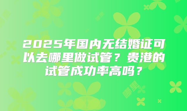 2025年国内无结婚证可以去哪里做试管?贵港的试管成功率高吗?