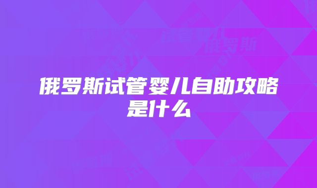 俄罗斯试管婴儿自助攻略是什么