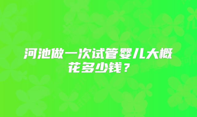 河池做一次试管婴儿大概花多少钱?