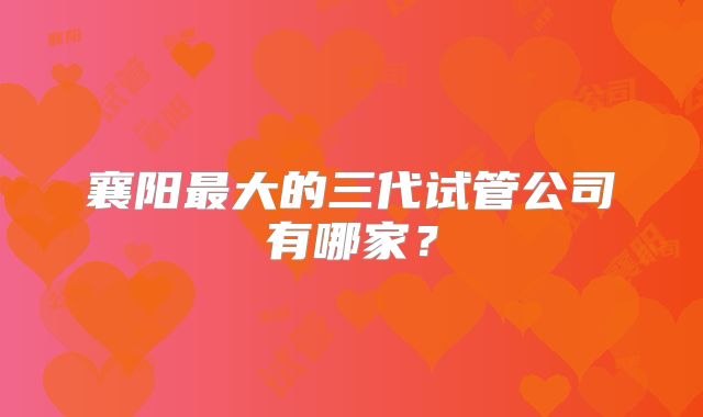 襄阳最大的三代试管公司有哪家？