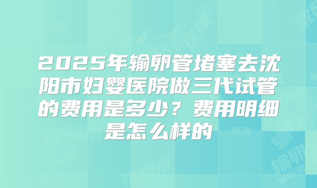 2025年输卵管堵塞去沈阳市妇婴医院做三代试管的费用是多少？费用明细是怎么样的