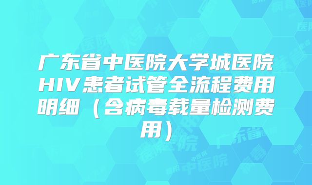 广东省中医院大学城医院HIV患者试管全流程费用明细（含病毒载量检测费用）