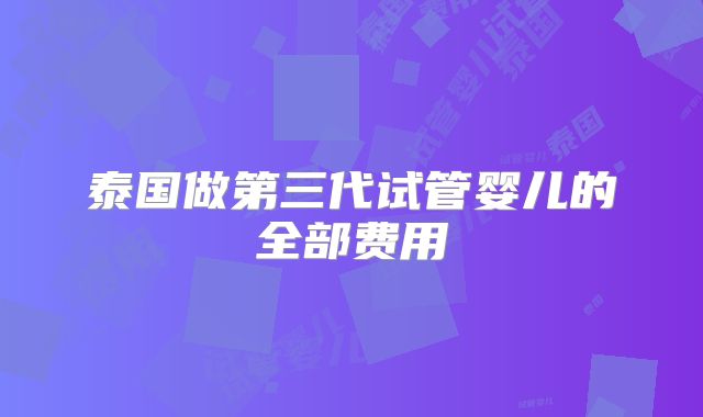 泰国做第三代试管婴儿的全部费用