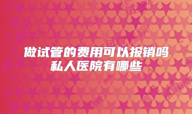 做试管的费用可以报销吗私人医院有哪些